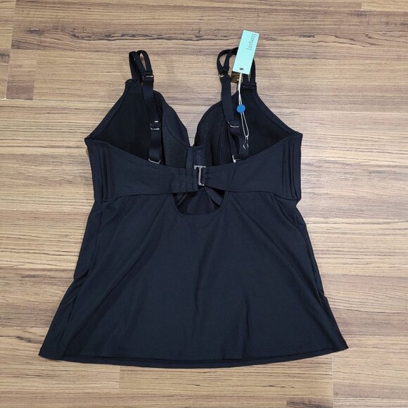 Birdsong Size 38DD‎ Bare Necessities Black Underwire Wrap Tankini Swim Top - Picture 8 of 16